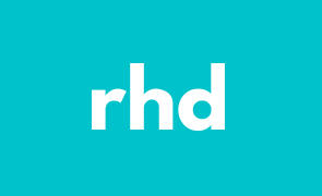 A turquoise box with the letters "rhd" in white in the center.
